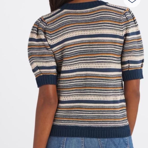 DR2 Puff Sleeve Striped Cardigan - Picture 2 of 11